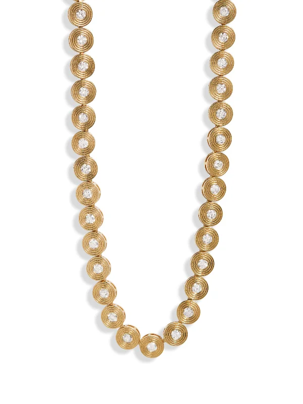 vintage filigree locket necklace Fluted Diamond Eternity Yellow Gold Necklace