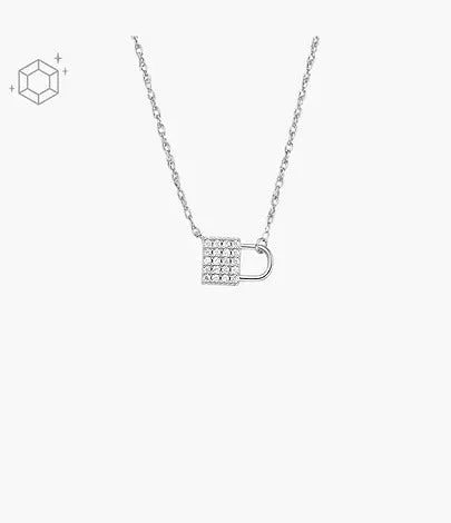 men’s woven leather bracelet Fossil CZ Lock Necklace
