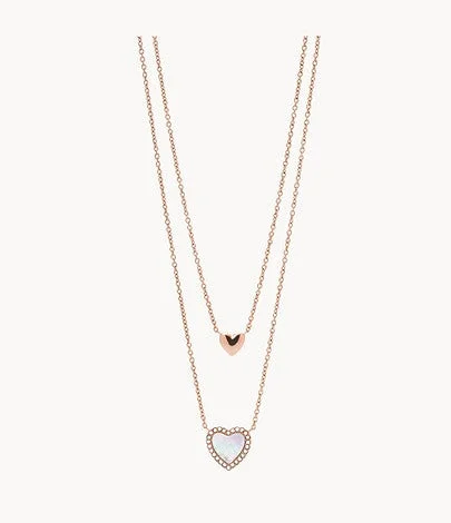 silver feather charm necklace Fossil Hearts Mother of Pearl Strand Necklace