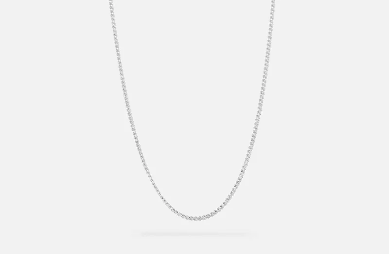 classic diamond solitaire necklace IX Curb Medi Silver Necklace