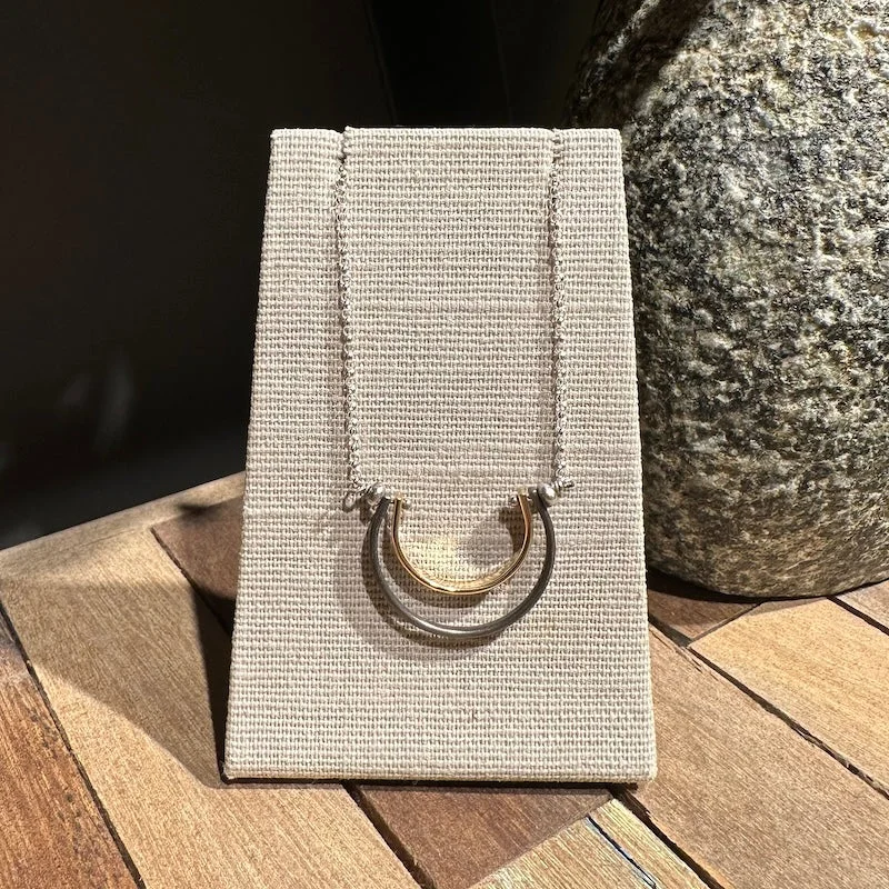 custom zodiac sign ring Two-Tone Horseshoe Necklace