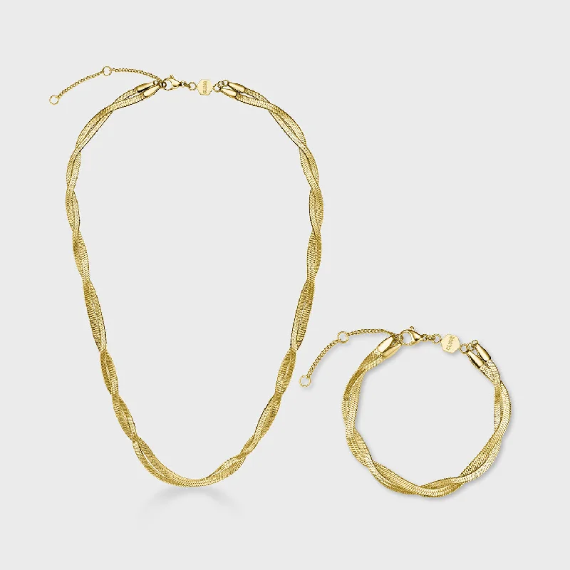 celestial sun charm anklet Gift Box Élevé Twisted Snake Bracelet & Necklace, Gold Colour celestial sun charm anklet Gift Box Élevé Twisted Snake Bracelet & Necklace, Gold Colour