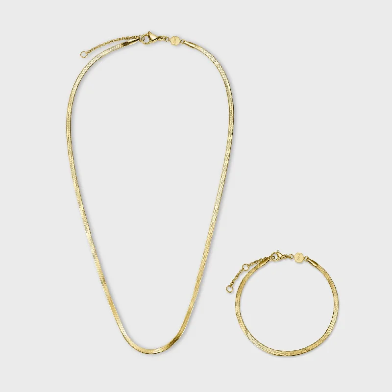 delicate marquise diamond band Gift Box Essentielle Snake Bracelet & Necklace Gold Colour delicate marquise diamond band Gift Box Essentielle Snake Bracelet & Necklace Gold Colour