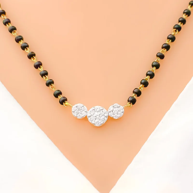 silver feather charm necklace Glistening Three Flower Diamond + 18K Gold Mangal Sutra silver feather charm necklace Glistening Three Flower Diamond + 18K Gold Mangal Sutra