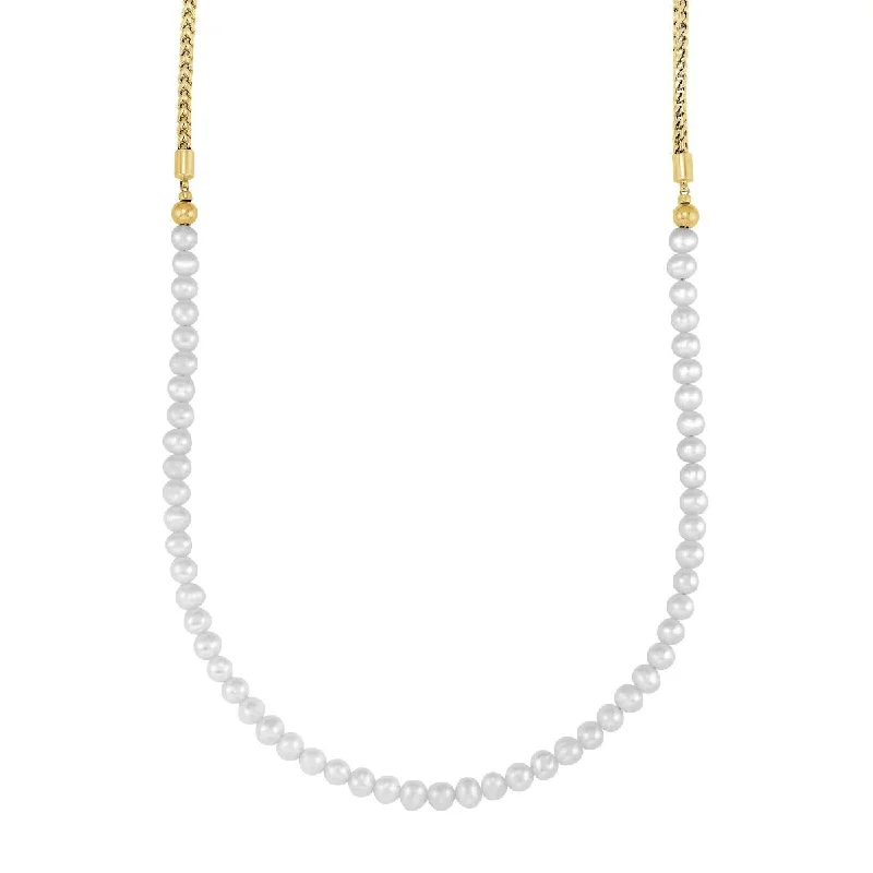 GOLD PLATED STEEL FRESHWATER PEARL NECKLACE