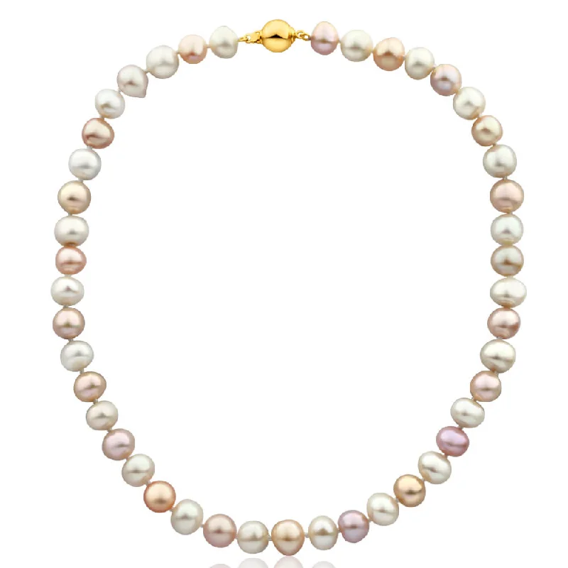 custom name necklace gold Gold Plated Sterling Silver Mixed Colour Freshwater Pearl Necklace
