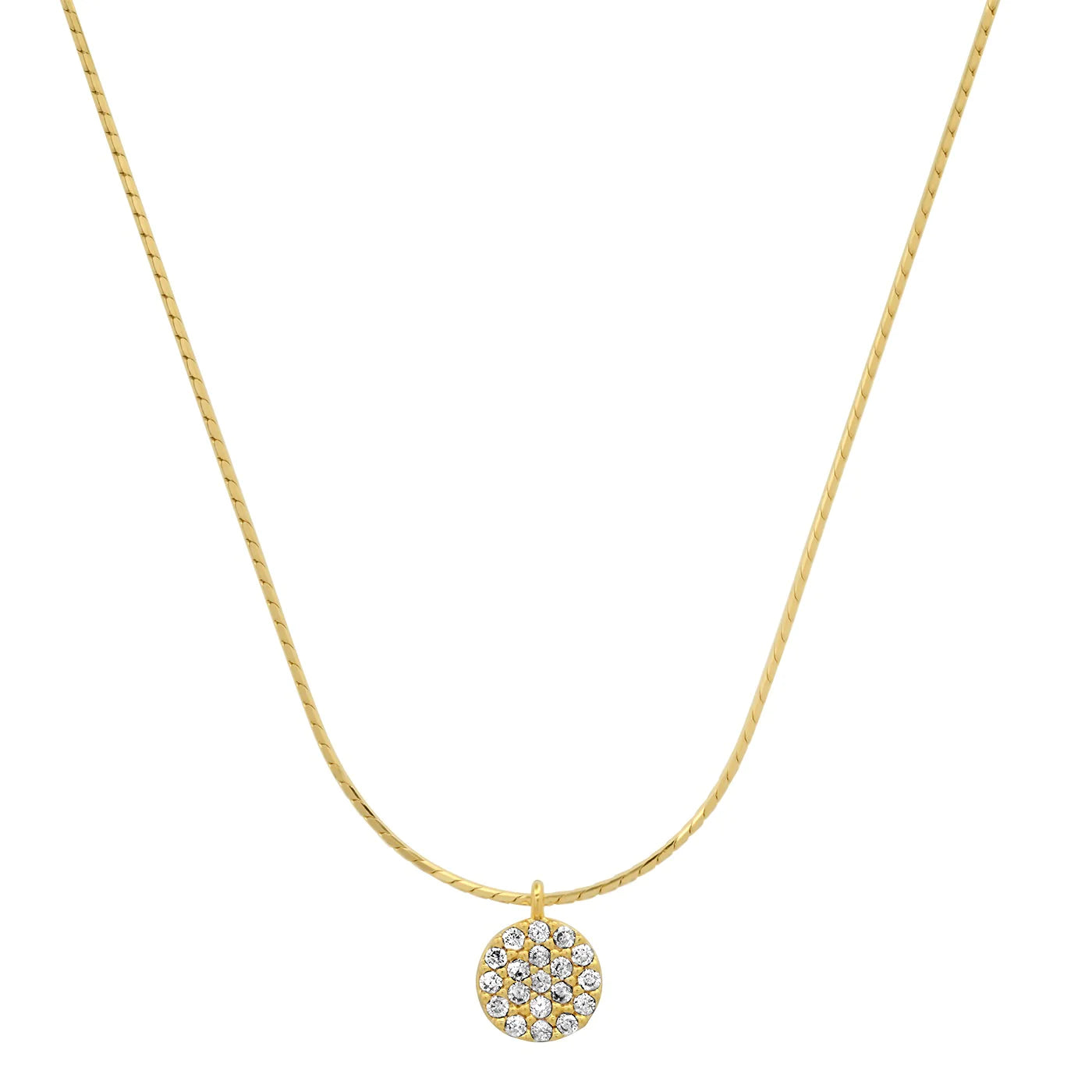 geometric diamond earrings gold Gold Vermeil chain necklace with CZ pave disc