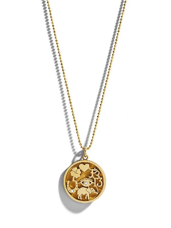 celestial star earrings stud Good Luck Charm Yellow Gold Necklace