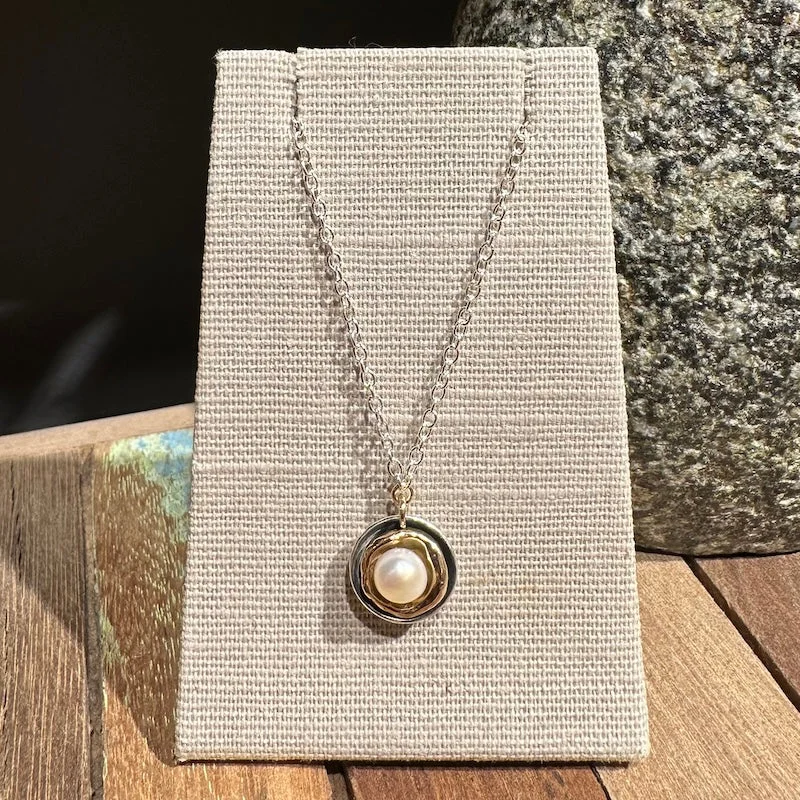 minimalist horseshoe necklace gold Pearl Cup Necklace