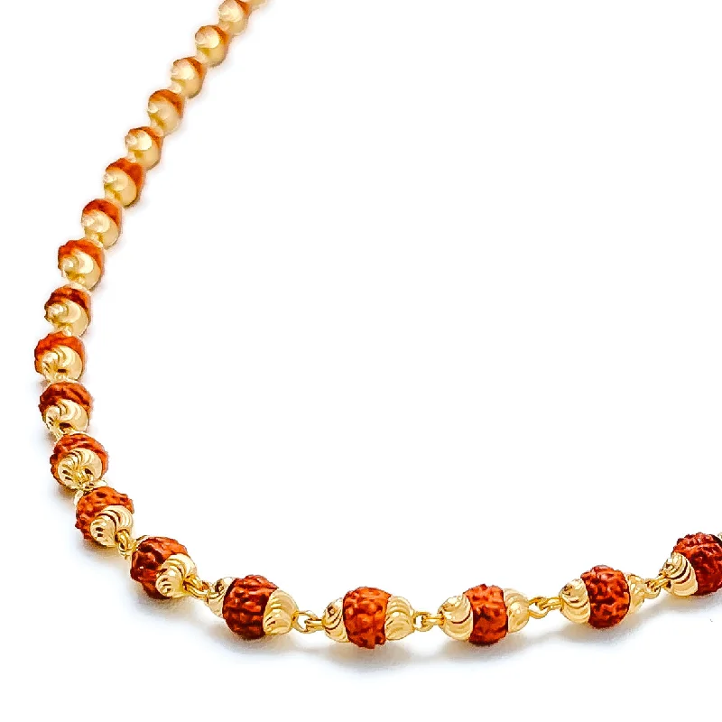 Graceful 22k Gold Rudraksh Necklace - 28"