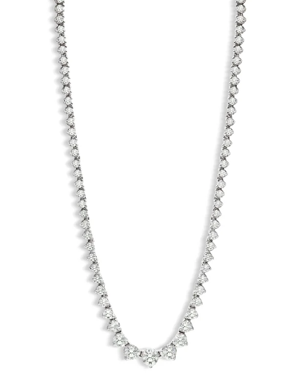 classic diamond solitaire necklace Graduated Diamond White Gold Tennis Necklace