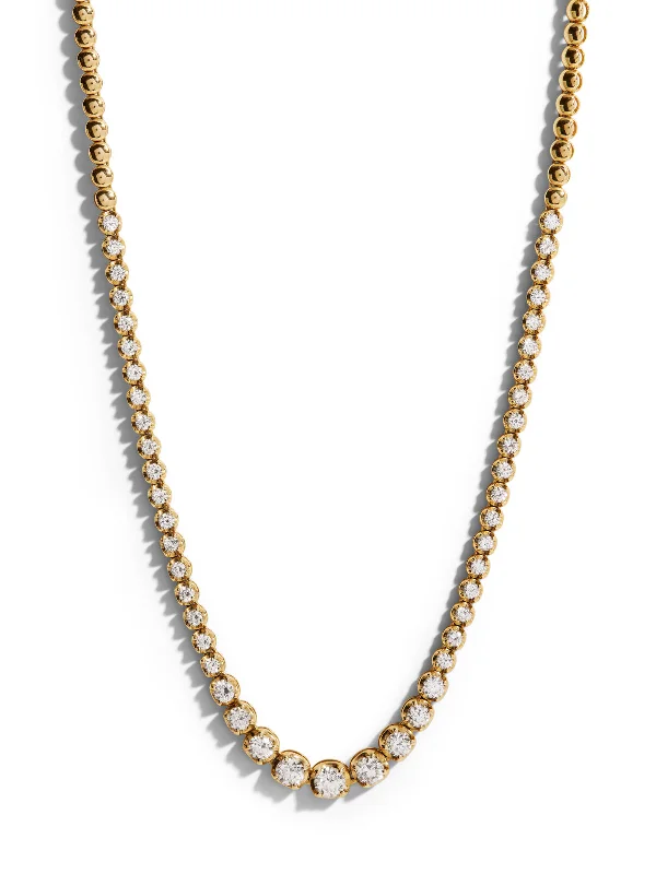 hammered gold stacking rings Graduated Diamond Yellow Gold Tennis Necklace