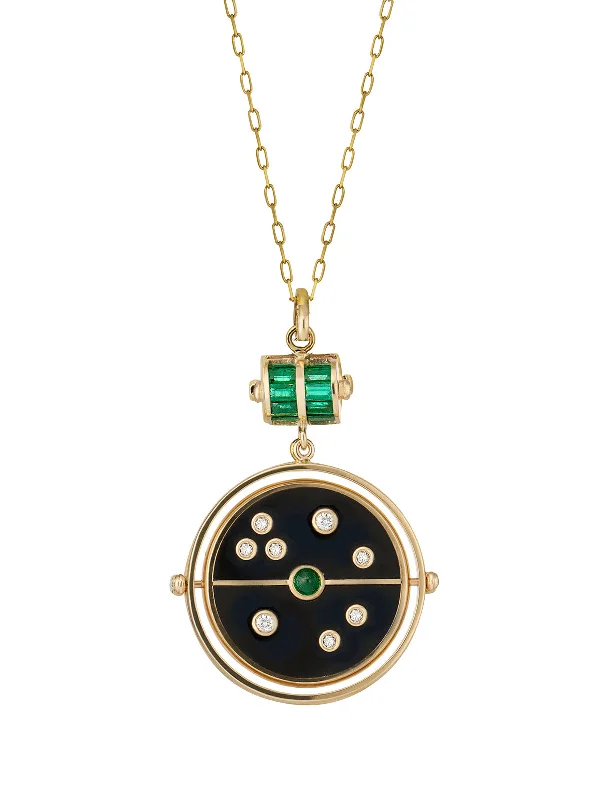 silver-plated bar necklace Grandfather Black Onyx and Emerald Compass Yellow Gold Pendant Necklace silver-plated bar necklace Grandfather Black Onyx and Emerald Compass Yellow Gold Pendant Necklace