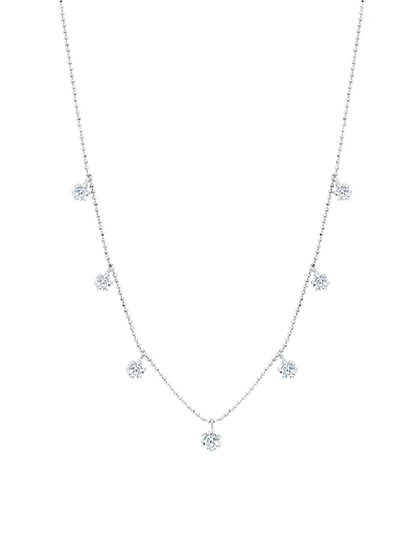 silver rope chain men Medium Floating, 18K White Gold + Diamond Necklace