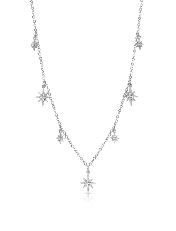 elegant aquamarine drop earrings Starburst, 14K White Gold + Diamond Necklace