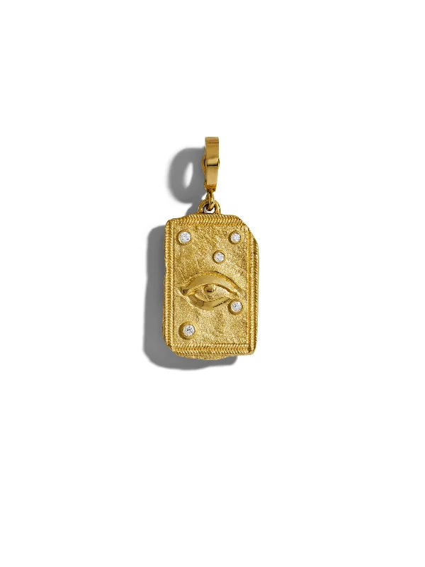 handmade braided leather necklace Guardian Medium Relic Yellow Gold Coin Charm