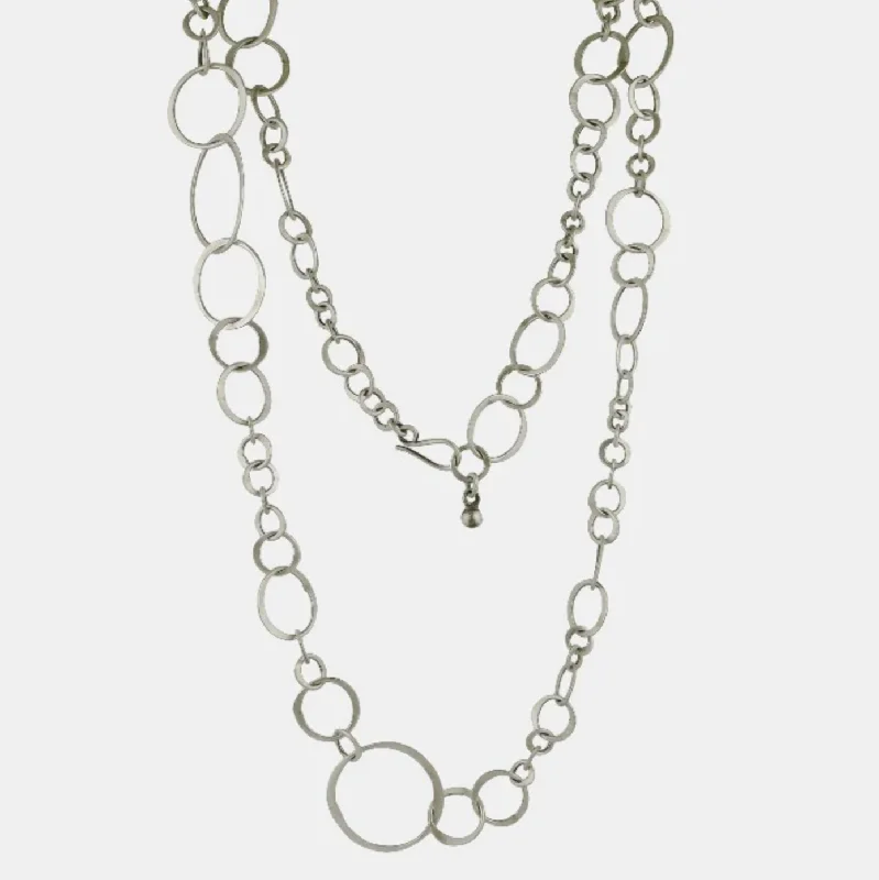 gemstone infinity bracelet Long Hammered Circles Necklace