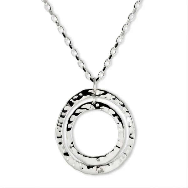 men’s engraved cuff bracelet Hammered Double Circle Pendant