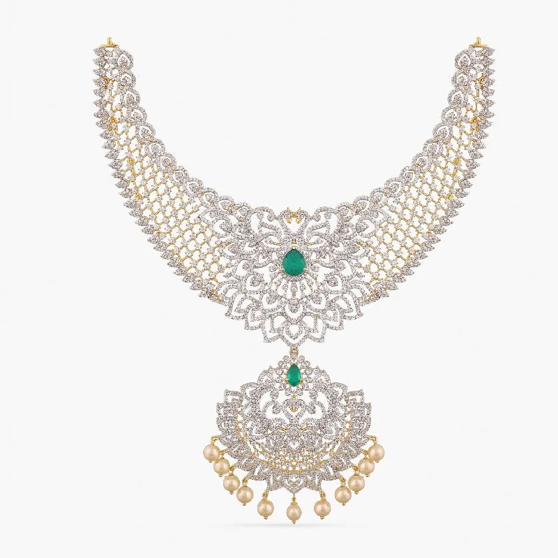 gold and turquoise statement ring Hansa Grand CZ Silver Necklace