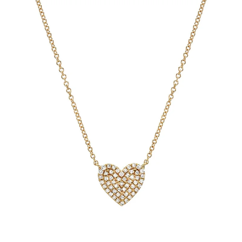 classic diamond solitaire necklace Pave Diamond Heart Necklace