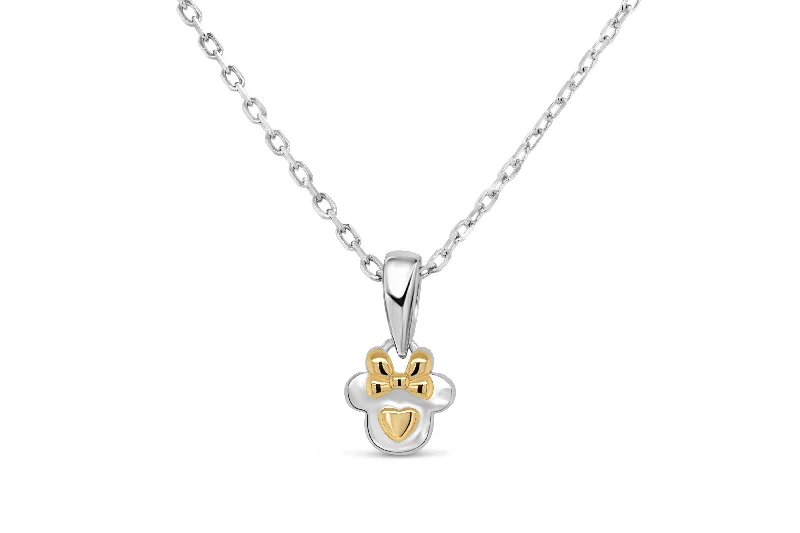 round cut diamond engagement ring Two Tone Sterling Silver Minnie Heart Necklace
