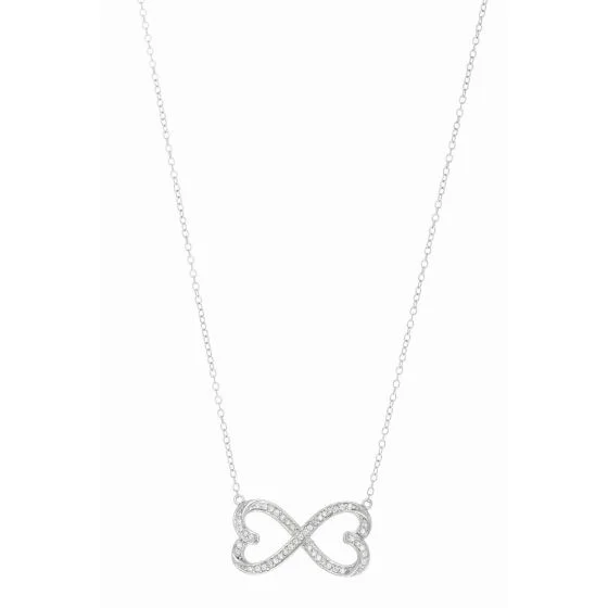 black opal engagement ring Infinite Love Sterling Silver Double Heart Necklace