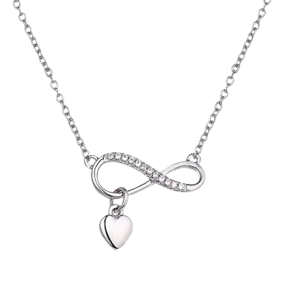 boho gemstone anklet Sterling Silver Infinity Necklace with Heart Dangle