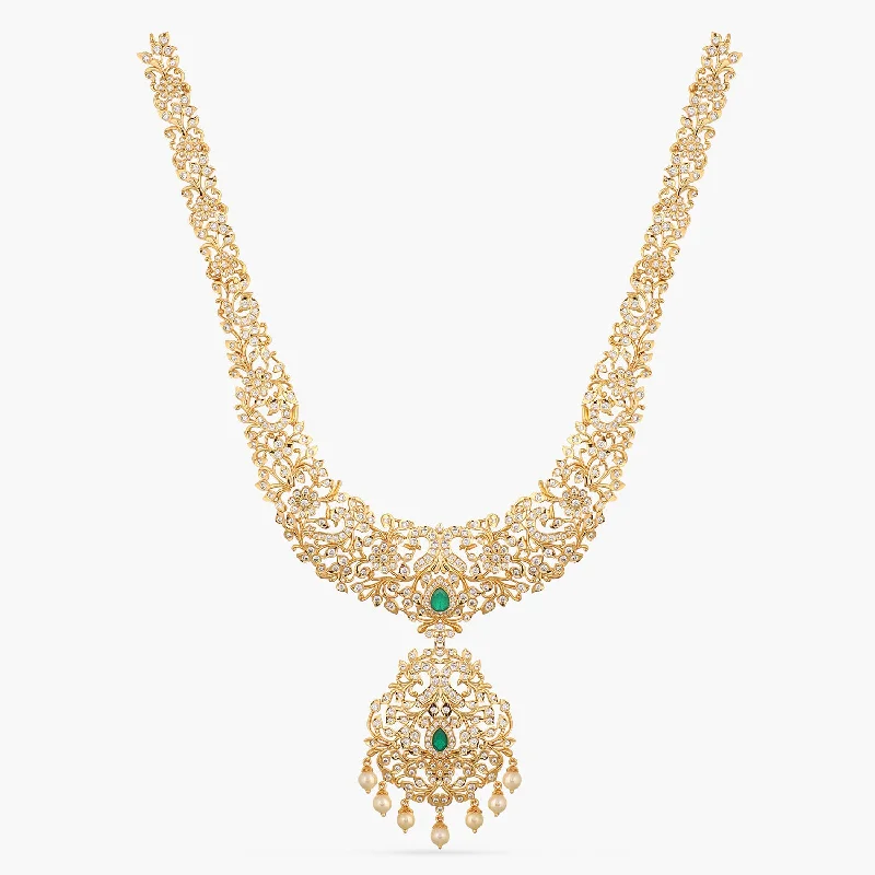 crystal drop earrings elegant Ishita CZ Silver Long Necklace