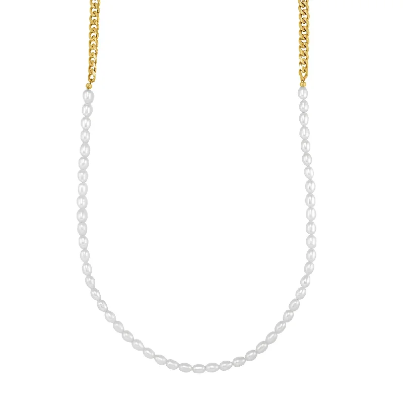 geometric diamond earrings gold Italgem 4.6MM Pearl Necklace