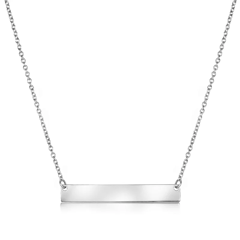 simple gold stacking rings Italgem Stainless Steel Bar Necklace: Silver Tone