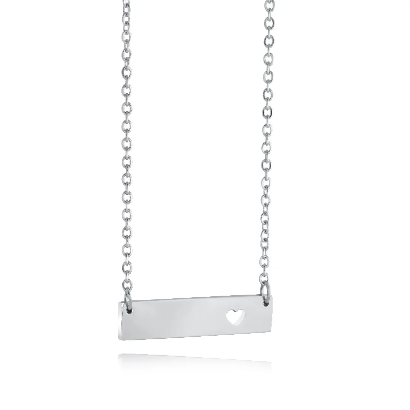sparkling diamond drop earrings Italgem Stainless Steel Heart Bar Necklace