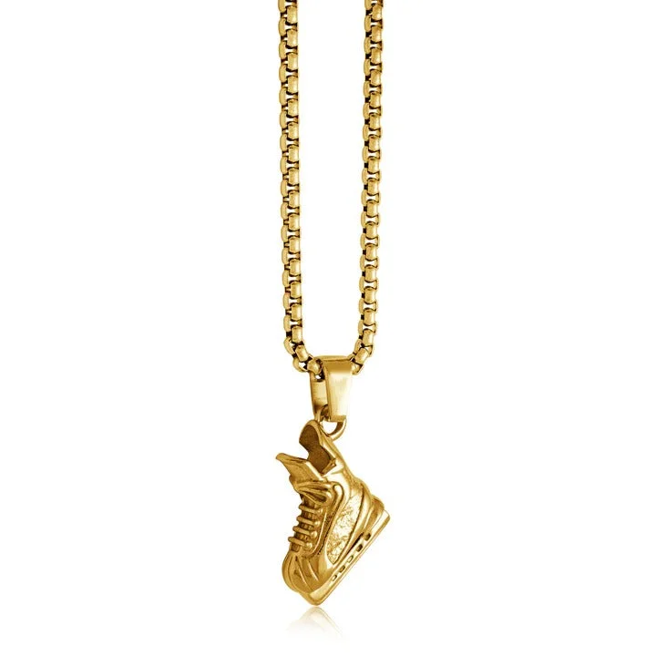 real smoky quartz pendant Italgem Steel Gold Hockey Skate Necklace