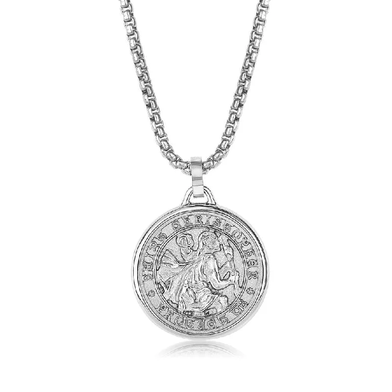 minimalist cubic zirconia earrings Italgem Saint Christopher Medallion Stainless Steel Necklace minimalist cubic zirconia earrings Italgem Saint Christopher Medallion Stainless Steel Necklace