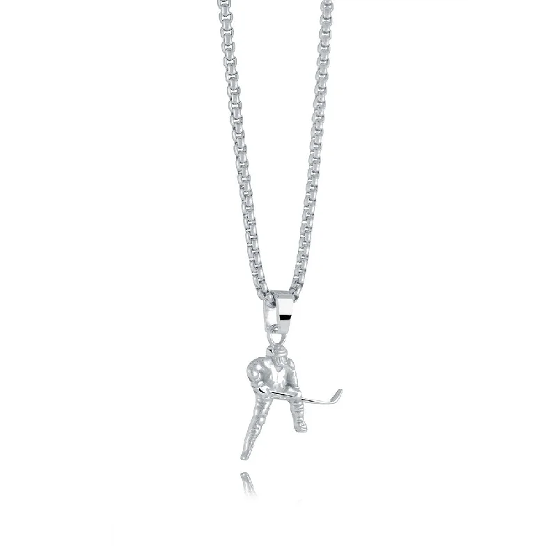 vintage diamond brooch pin Italgem Stainless Steel Hockey Player Necklace
