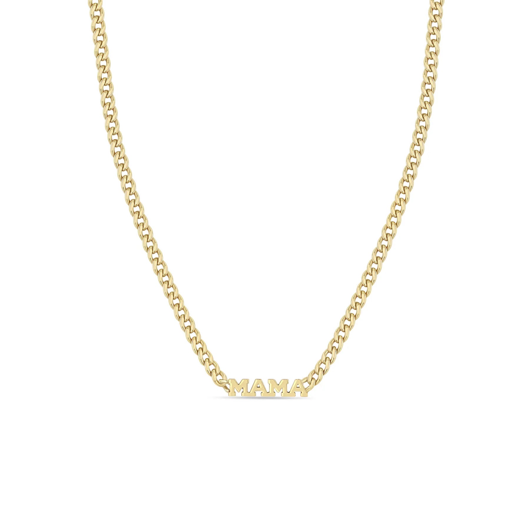 personalized couples necklace gold Itty Bitty MAMA Necklace on Small Curb Chain