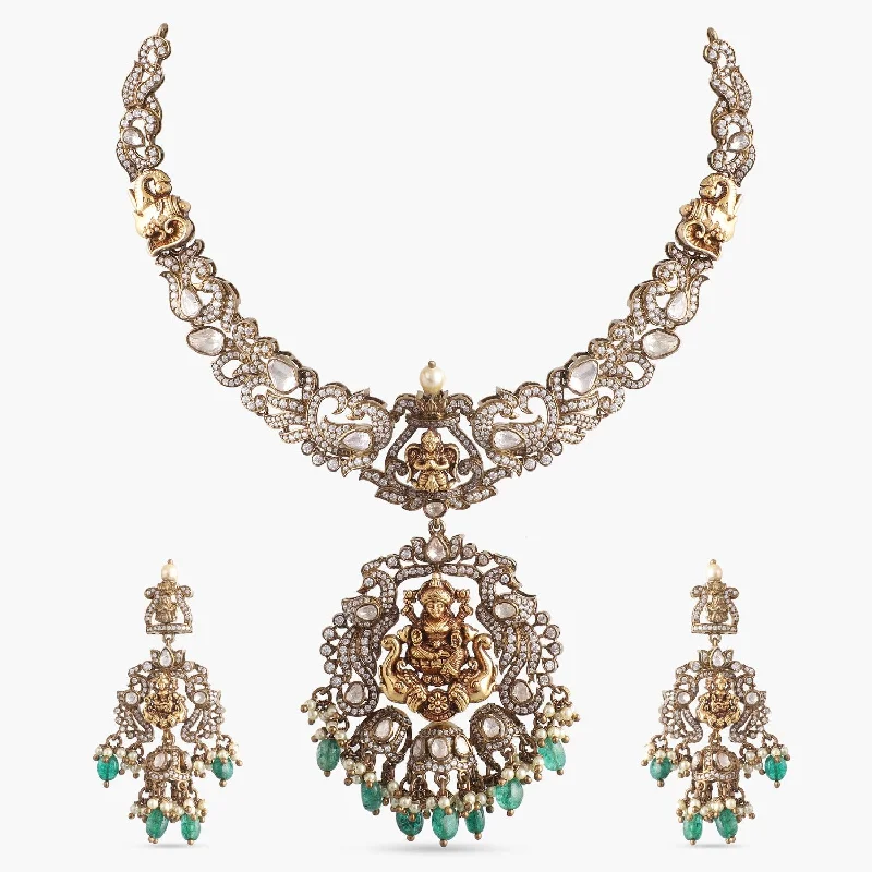 solid gold stacking rings set Jigisha Moissanite Silver Necklace Set