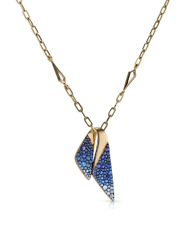 multi-gemstone eternity band Ailes, 18K Yellow Gold + Blue Sapphire Pendant