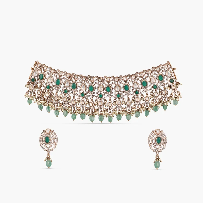 real opal ring for women Kalyani Moissanite Silver Choker Set