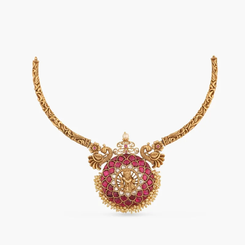infinity necklace with birthstones Kanha Antique Kempu Jadau Hasli Silver Necklace