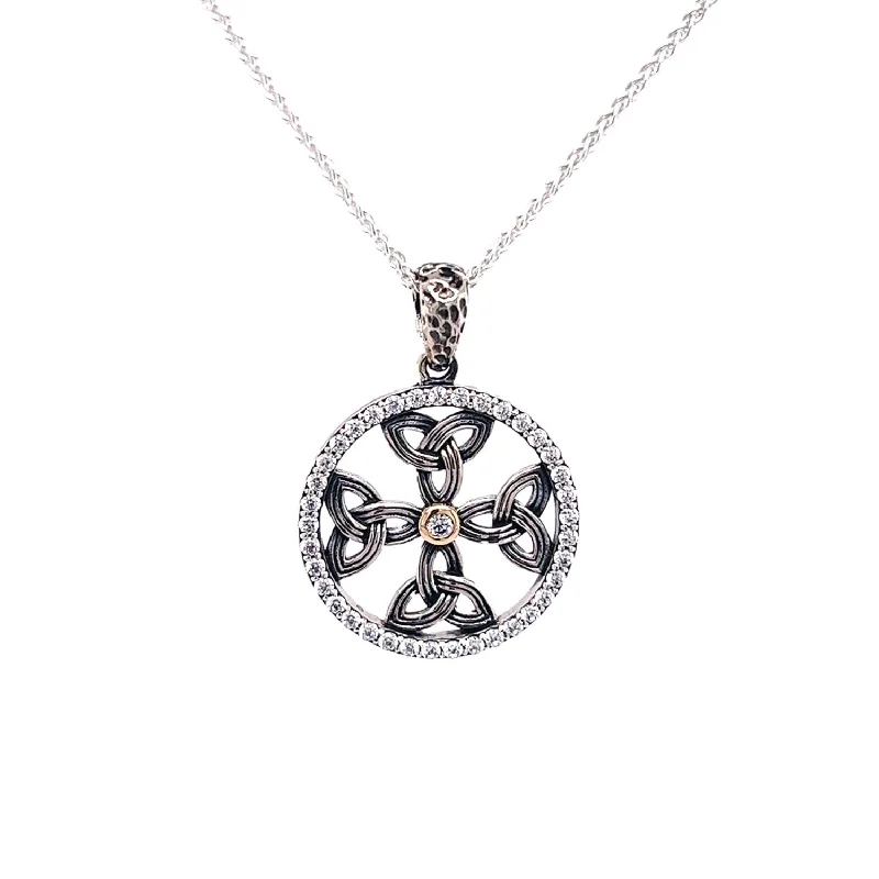 personalized bar necklace silver Keith Jack Two-Tone Celtic Cross Necklace