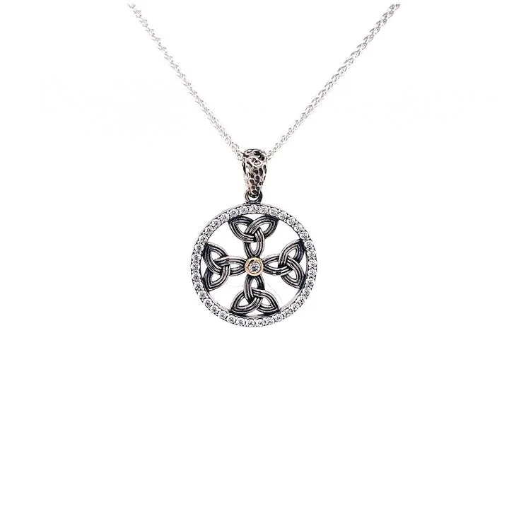 silver hoop earrings small Keith Jack Two-Tone Celtic Cross Necklace