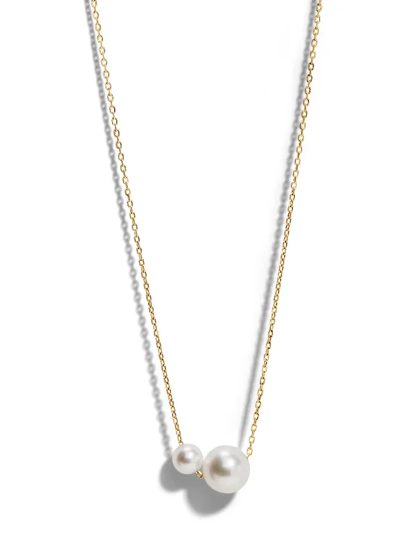 birthstone charm bracelet for mom Kissing Pearl Solitaire Yellow Gold Necklace
