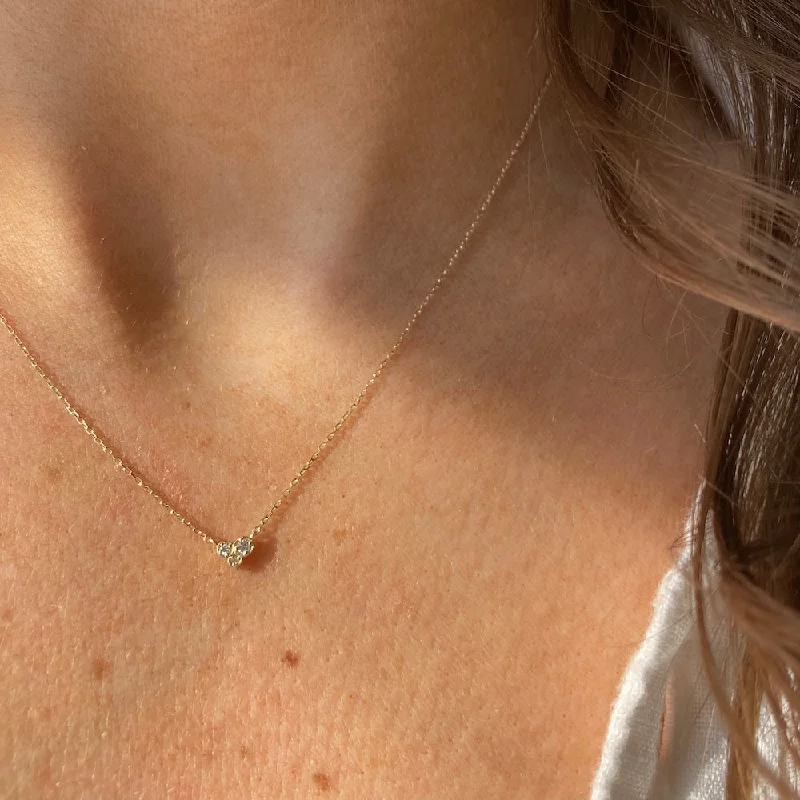 gold heart-shaped pendant necklace LARA DIAMOND NECKLACE