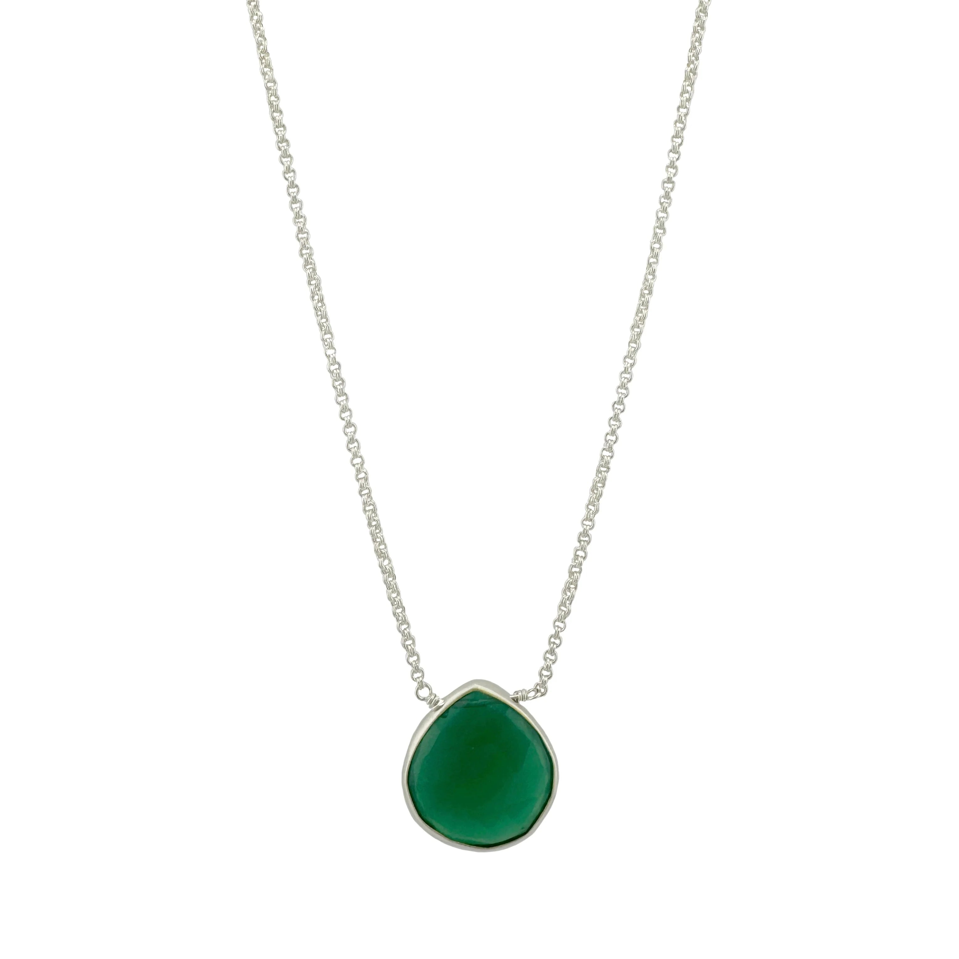 minimalist gold crescent moon necklace Large Green Onyx Necklace