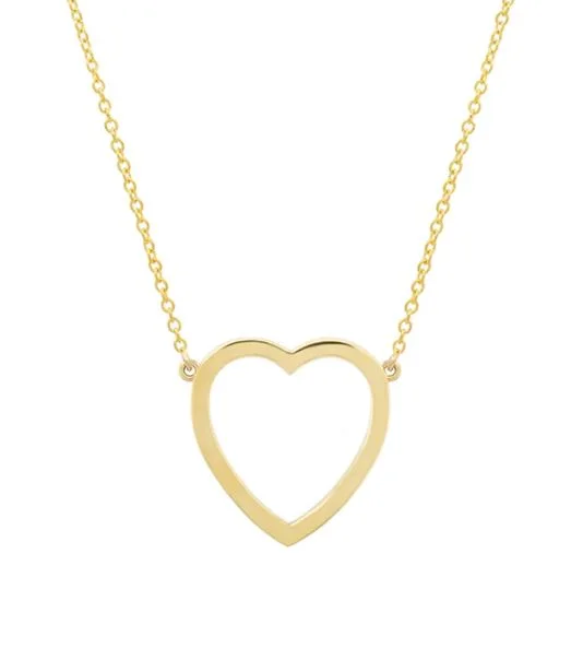 minimal gold ring stack Large Open Heart Yellow Gold Necklace