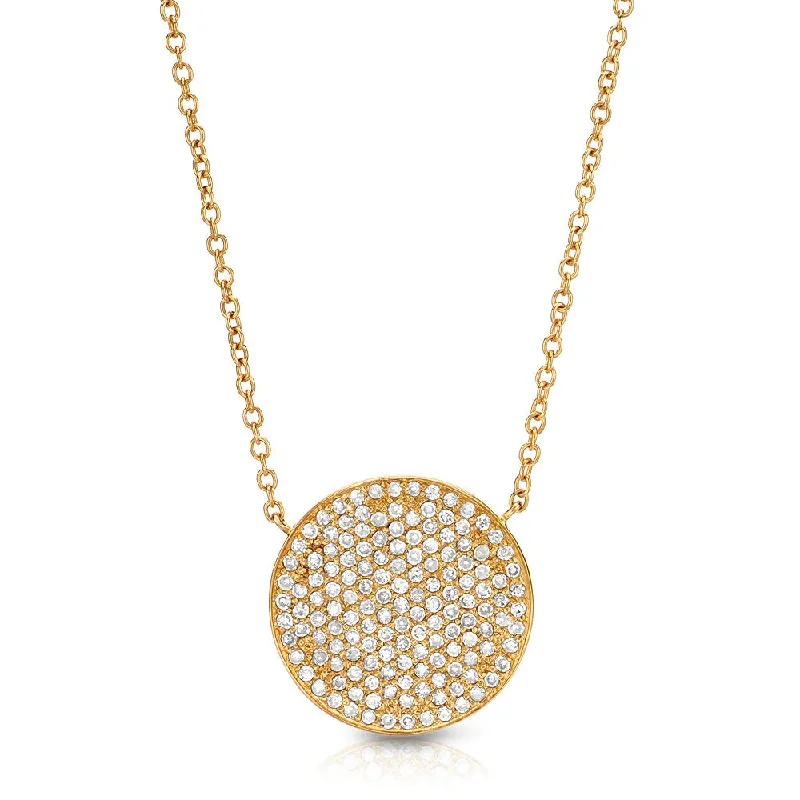 men’s titanium ring with diamonds Large Pave Disc Necklace - 15mm