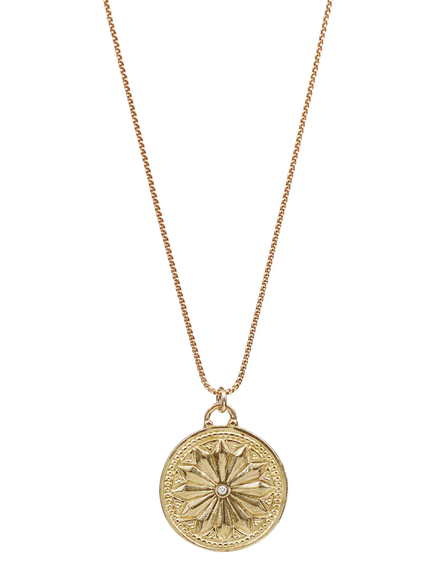 personalized gold bar necklace Large Sun Lotus Necklace