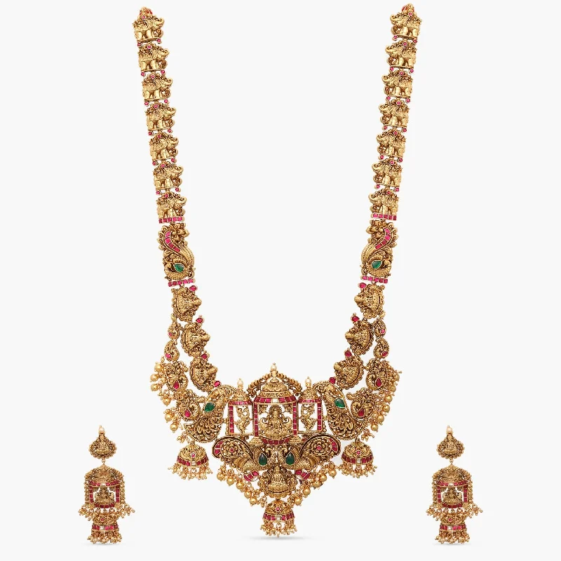 personalized zodiac birthstone necklace Laxmi Kempu Antique Nakshi Silver Necklace Set