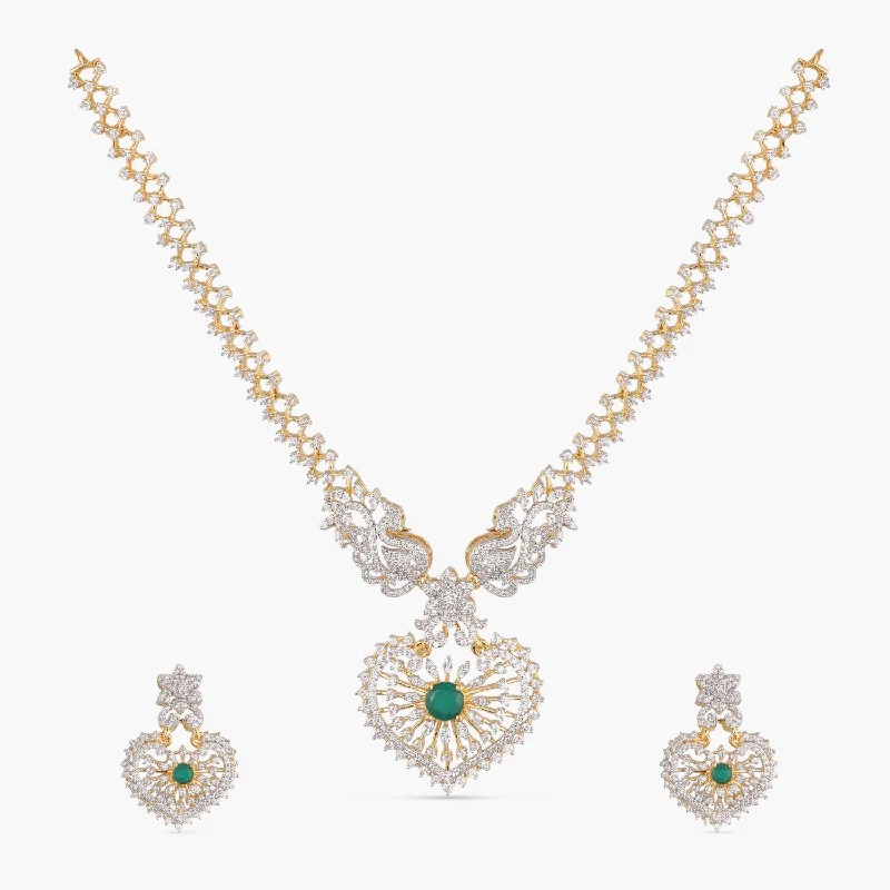 unique silver branch ring Leepa CZ Silver Necklace Set