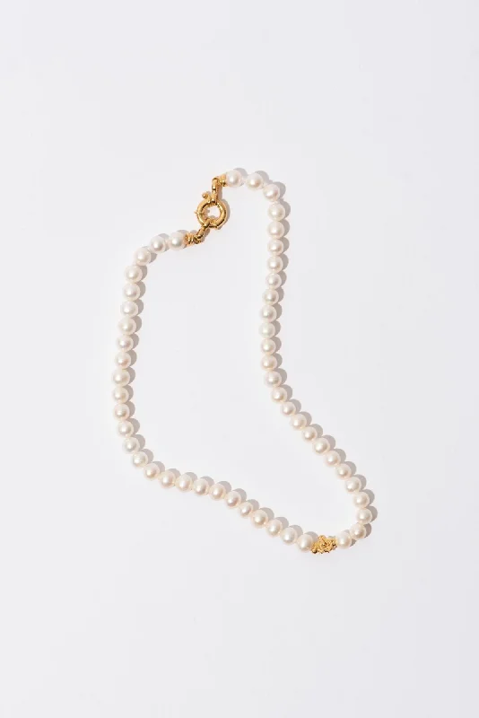 handmade coin pendant necklace The Classic Small Gold Plated Necklace w. Pearls